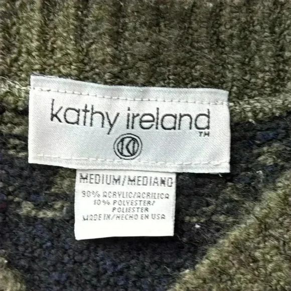 Vintage Kathy Ireland V-Neck Fair Isle Knit Sweater Cozy Cottagecore, M - Picture 3 of 8